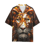 Hawaiian Shirt Lion Gems Crystals Shapes