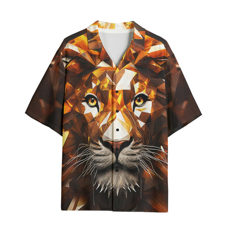 Hawaiian Shirt Lion Gems Crystals Shapes