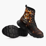 Casual Leather Chunky Boots Lion Gems Crystals Shapes