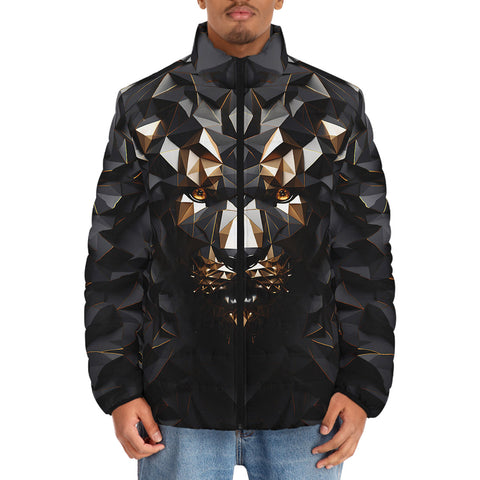 Down-Padded Puffer Jacket 3D Lion Geometric Polygons
