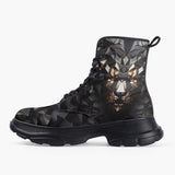 Casual Leather Chunky Boots 3D Lion Geometric Polygons