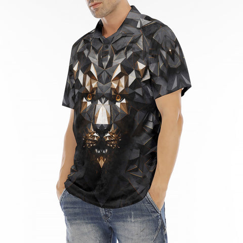 Men's Polo Shirt 3D Lion Geometric Polygons