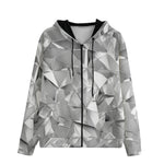 Men's Zip Up Hoodie Shine Chrome Polygonal Shapes