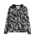 Men's Zip Up Hoodie Silver Triangular Shapes