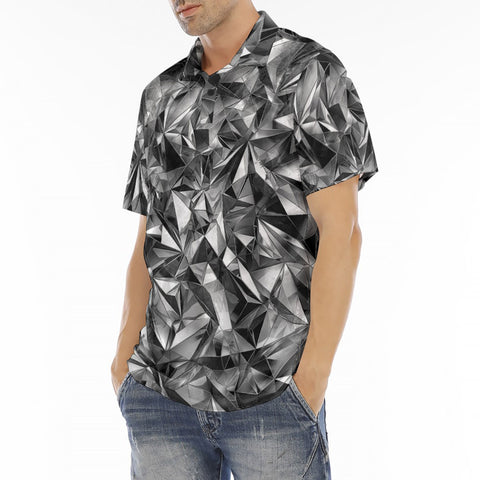 Men's Polo Shirt Silver Triangular Shapes