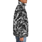 Down-Padded Puffer Jacket Silver Triangular Shapes
