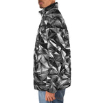 Down-Padded Puffer Jacket Silver Triangular Shapes