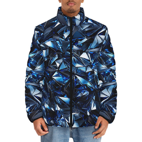 Down-Padded Puffer Jacket Blue Crystals Art