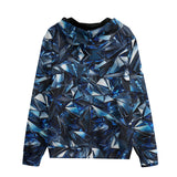 Men's Zip Up Hoodie Blue Crystals Art