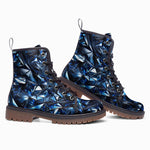 Leather Boots Blue Crystals Art