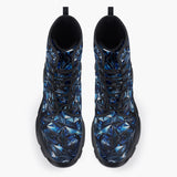 Casual Leather Chunky Boots Blue Crystals Art