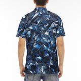 Men's Polo Shirt Blue Crystals Art