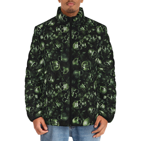 Down-Padded Puffer Jacket Camo Skulls Motifs