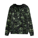 Men's Zip Up Hoodie Camo Skull Motifs