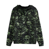 Men's Zip Up Hoodie Camo Skull Motifs