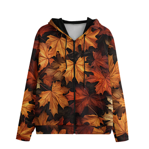 Men's Zip Up Hoodie Autumn Maple Leaves