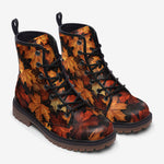 Leather Boots Autumn Maple Leaves