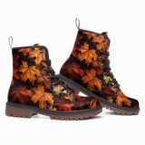 Leather Boots Autumn Maple Leaves