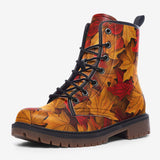 Leather Boots Autumn Maple Leaves