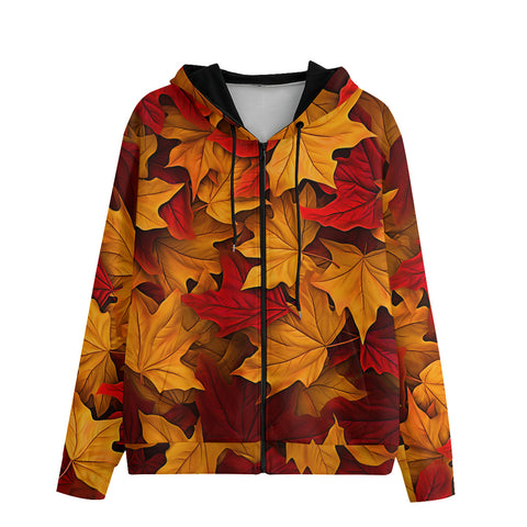 Men's Zip Up Hoodie Autumn Maple Leaves