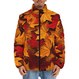 Down-Padded Puffer Jacket Autumn Maple Leaves