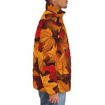 Down-Padded Puffer Jacket Autumn Maple Leaves