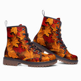 Leather Boots Autumn Maple Leaves