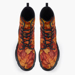 Casual Leather Chunky Boots Autumn Leaves