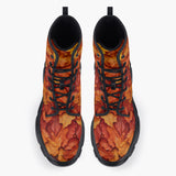 Casual Leather Chunky Boots Autumn Leaves