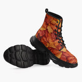 Casual Leather Chunky Boots Autumn Leaves