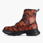 Casual Leather Chunky Boots Autumn Leaves