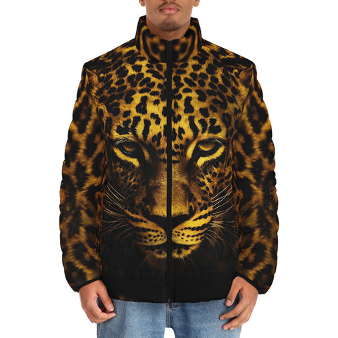 Down-Padded Puffer Jacket Golden Leopard Face