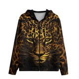 Men's Zip Up Hoodie Golden Leopard Face