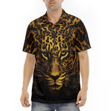 Men's Polo Shirt Golden Leopard Face