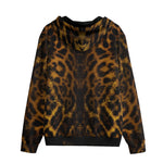 Men's Zip Up Hoodie Golden Leopard Face