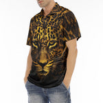 Men's Polo Shirt Golden Leopard Face