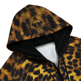 Men's Zip Up Hoodie Golden Leopard Face