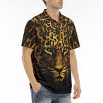 Men's Polo Shirt Golden Leopard Face