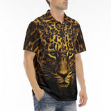 Men's Polo Shirt Golden Leopard Face