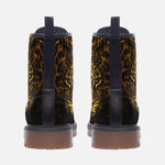 Leather Boots Golden Leopard Face