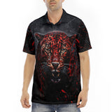 Men's Polo Shirt Red Jaguar Paint Splatters