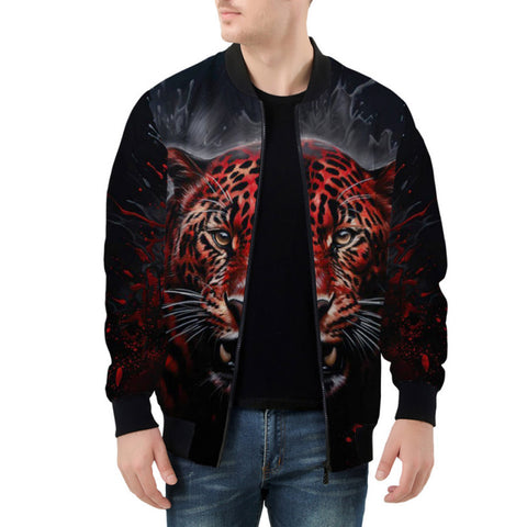 Bomber Jacket Red Jaguar Paint Splatters