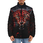 Down-Padded Puffer Jacket Red Jaguar Paint Splatters