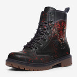 Leather Boots Red Jaguar Paint Splatters