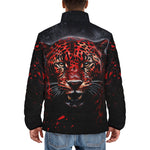 Down-Padded Puffer Jacket Red Jaguar Paint Splatters