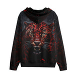 Men's Zip Up Hoodie Red Jaguar Paint Splatters