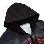 Men's Zip Up Hoodie Red Jaguar Paint Splatters