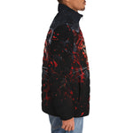 Down-Padded Puffer Jacket Red Jaguar Paint Splatters