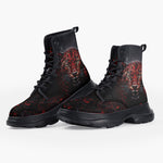 Casual Leather Chunky Boots Red Jaguar Paint Splatters