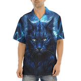 Hawaiian Shirt Cat in Blue Flames